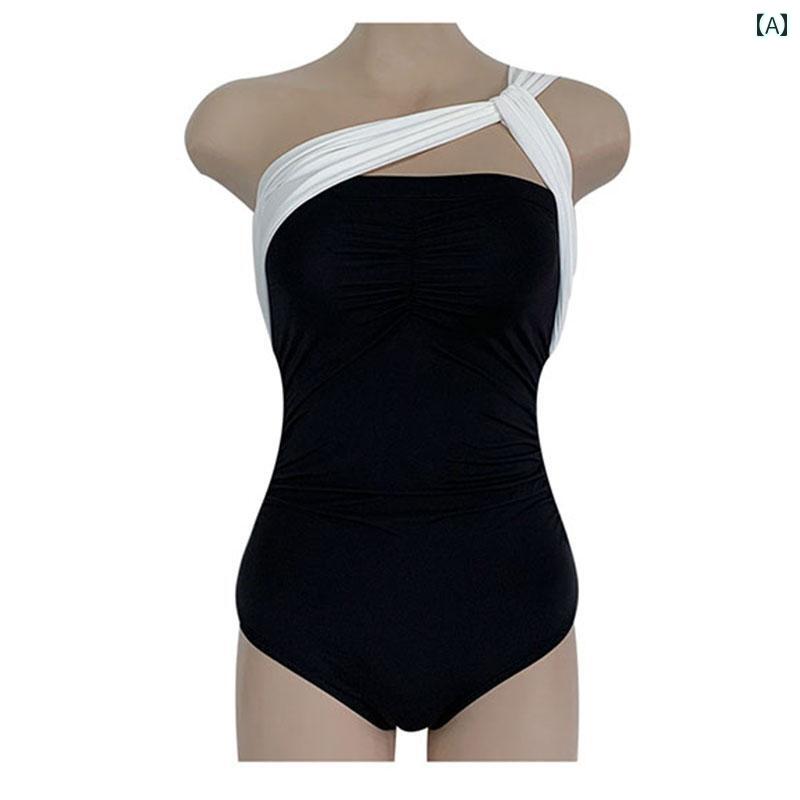 レディース 夏 水着 おしゃれ リゾート プール ビーチ スタイル ワンピース 三角 ワンショルダー ビキニ セクシー 小胸 プッシュアップ ギャザー スリム 見せ お腹 カバー スパ