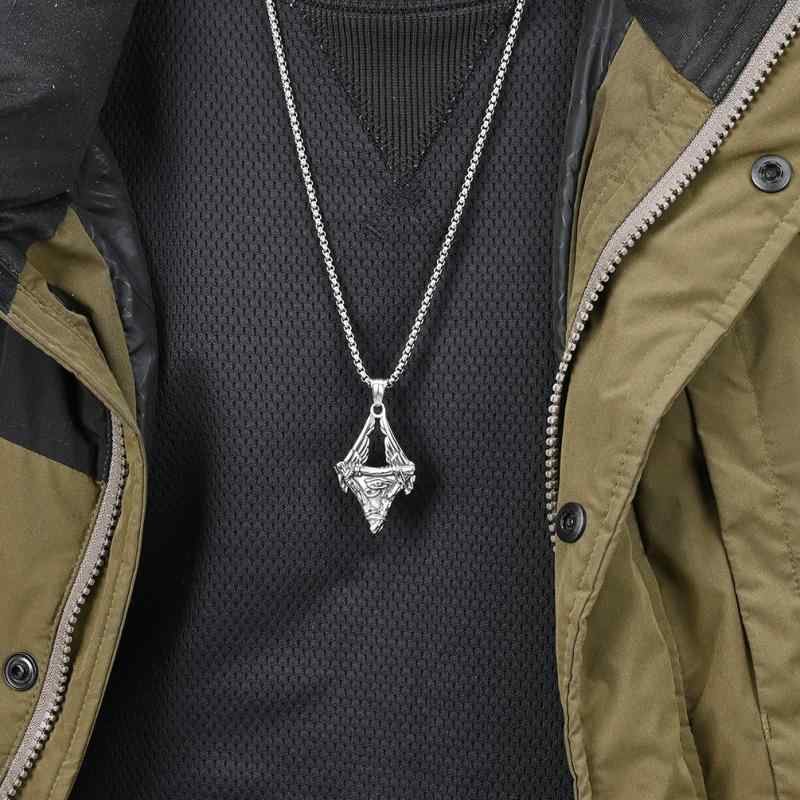 ネックレス クロスボーダー ヴィンテージ風 エジプト ホルスの目 両翼 チタン鋼 ネックレス ユニセックス クール ペンダント アクセサリー