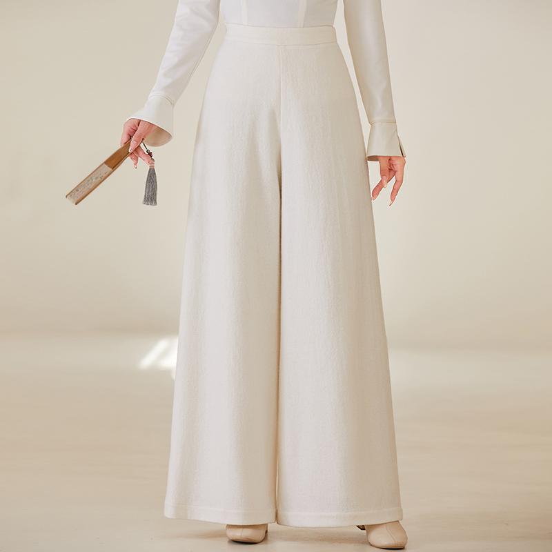 レディース コットン 秋 冬 カジュアル ファッション エスニック ワイド レッグ 女性 ホワイト ハイウ..