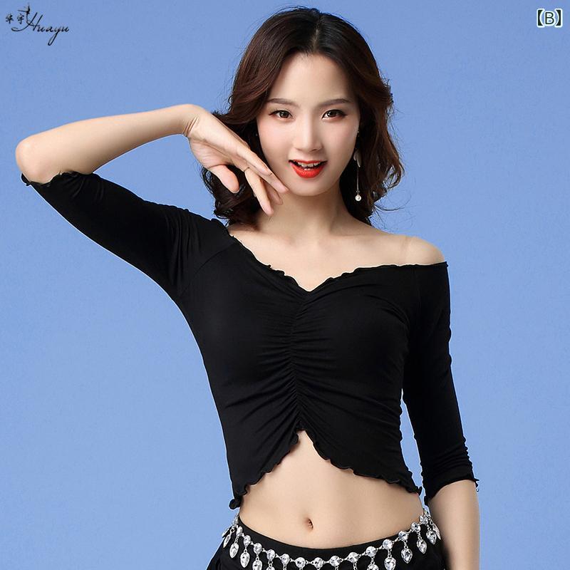 ベリーダンス トップス 春夏 スリム フリル モーダル 練習服 オリエンタルダンス ...