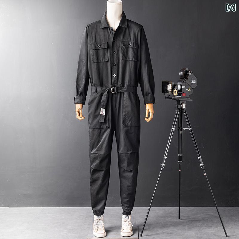 メンズ カジュアル つなぎ オーバー オール 作業着 ワーク ジャンプ スーツ ワンピース カップル ビッ..