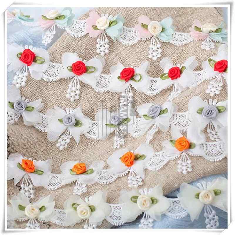 DIY 洋裁 455cm 手芸品 アクセサリー 幅45cm バニラ ローズ ロリータ レース 装飾 材料 素材