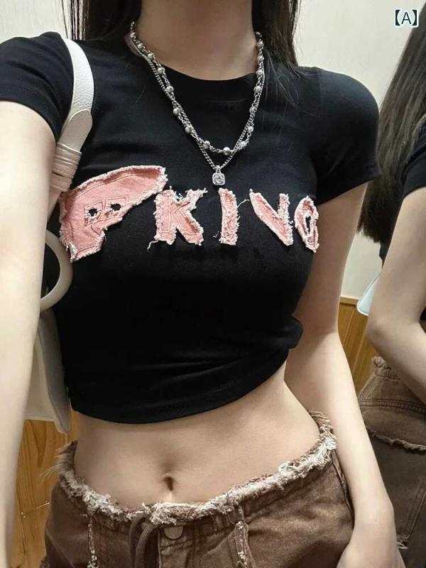 Other - レディース 夏 半袖 ショート トップス モテ服 セクシー お腹見せ かわいい おしゃれ カジュアル 韓国 イベント フェス 日常着 ダンス 衣装 アウトドア レジャー 女子会 デート アップ 映え