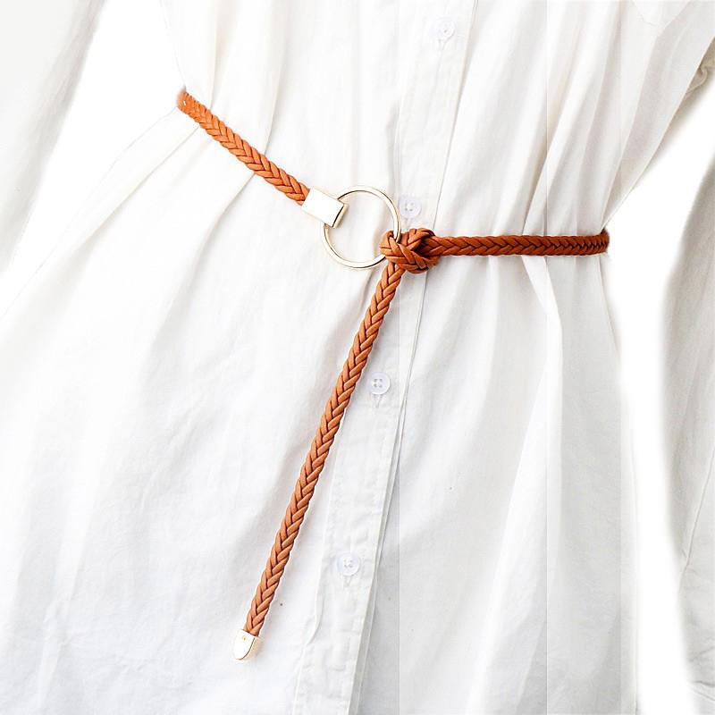 ベルト レディース おしゃれ 織り 薄手 装飾 ドレス セーター スカート ウエスト 結び目 チェーン アク..