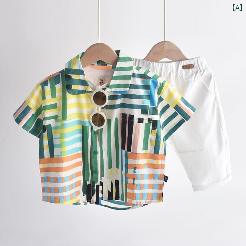 シャツ キッズ ファッション 美白 ストリート 子供用 男の子用 半袖 花柄 子供 赤ちゃん 夏用 薄手 夏服 綿