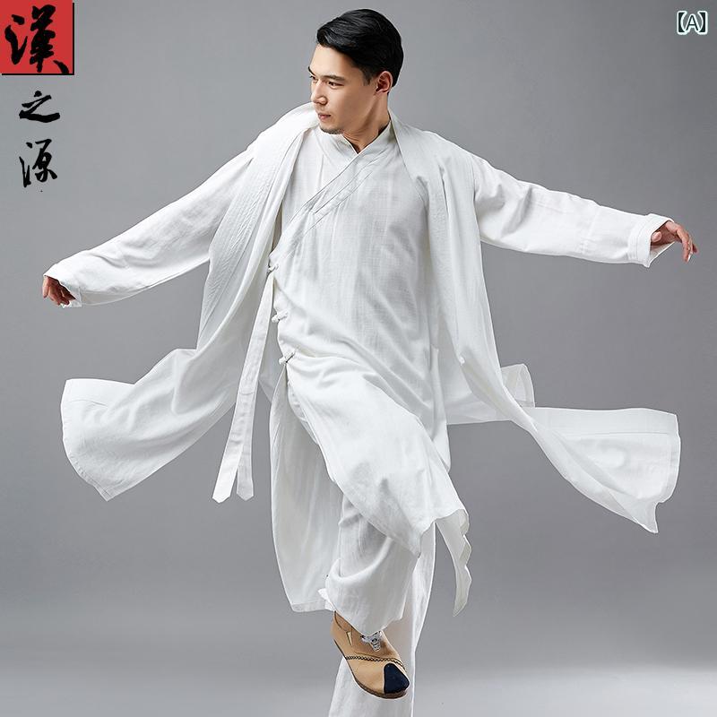 ジャケット メンズ コットン 中華風 ノースリーブ チョッキ ミドル丈 ベスト ウインドブレーカー レトロ リネン 道教 ローブ マント 中国 漢服 紳士服