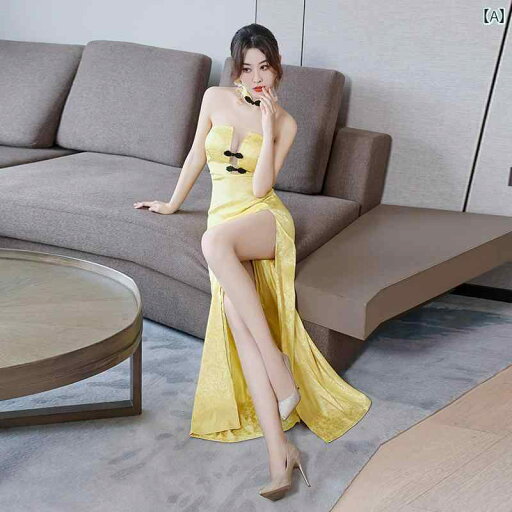 レディース ロングドレス エレガント おしゃれ スタイリッシュ セクシー スリット 魅惑 豪華感 パーティー キャバ キャバ 黄 ドレス レディース ロングドレス エレガント おしゃれ スタイリッシュ セクシー スリット 魅惑 豪華感 パーティー キャバ キャバ 黄 ドレス