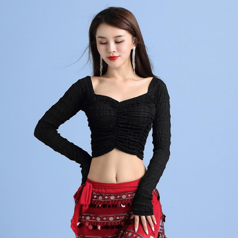 ベリーダンス レディース 練習服 秋冬 魅惑 長袖 初心者 トップス レディース 黒 白 ワインレッド ブラ..