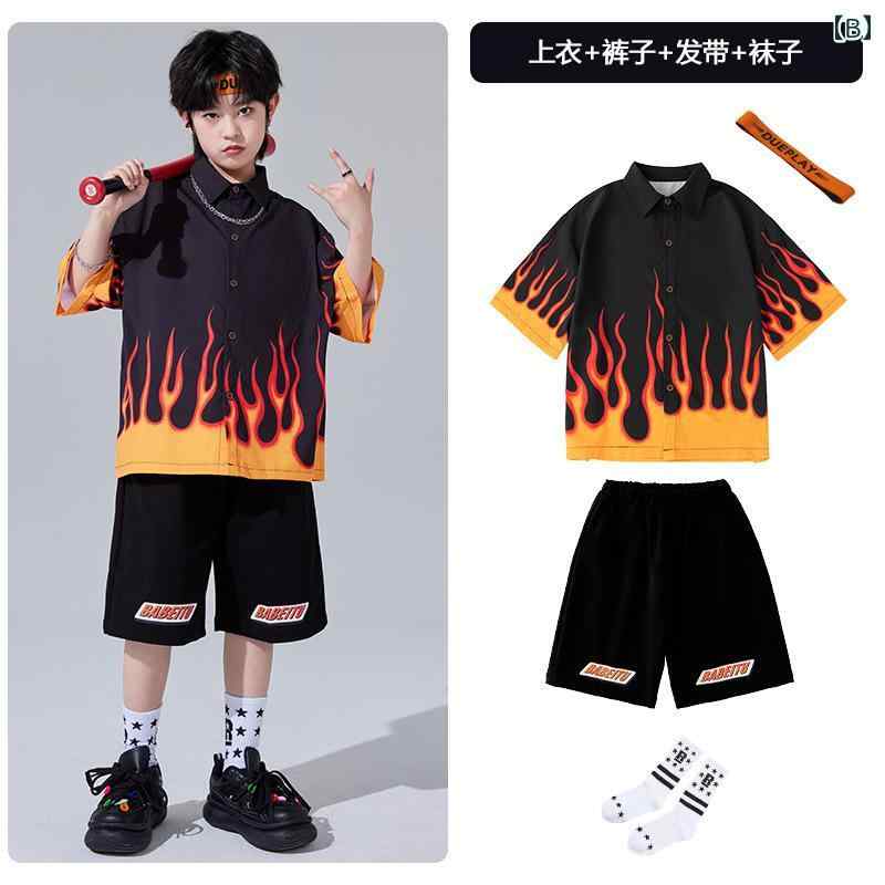 セキュアデポのキッズ セットアップ 子供服 ストリート ダンス ヒップホップ ジャズ パフォーマンス 男の子 オーバーサイズ 女の子 ユーティリティ ゆったり 半袖 韓国ファッション｜アングル3