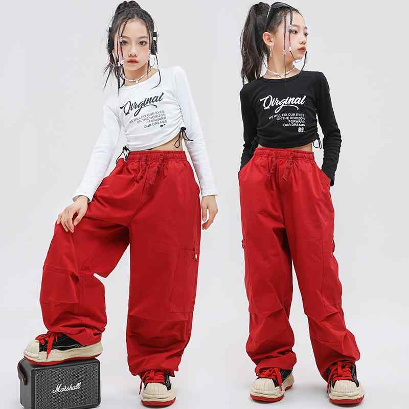 Other - 女の子 ジャズ ダンス 服 ストリート 子供 Tシャツ 春 キッズ ヒップホップ セット カジュアル クール パフォーマンス パンツ