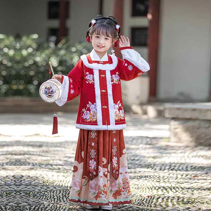 民族衣装 コスプレ かわいい 女の子 韓服 唐 スーツ チャイナ風 長袖 少女 チャイナ風 明 厚手 大晦日 お祝い 新年 挨拶 スーツ 中国風 キッズ