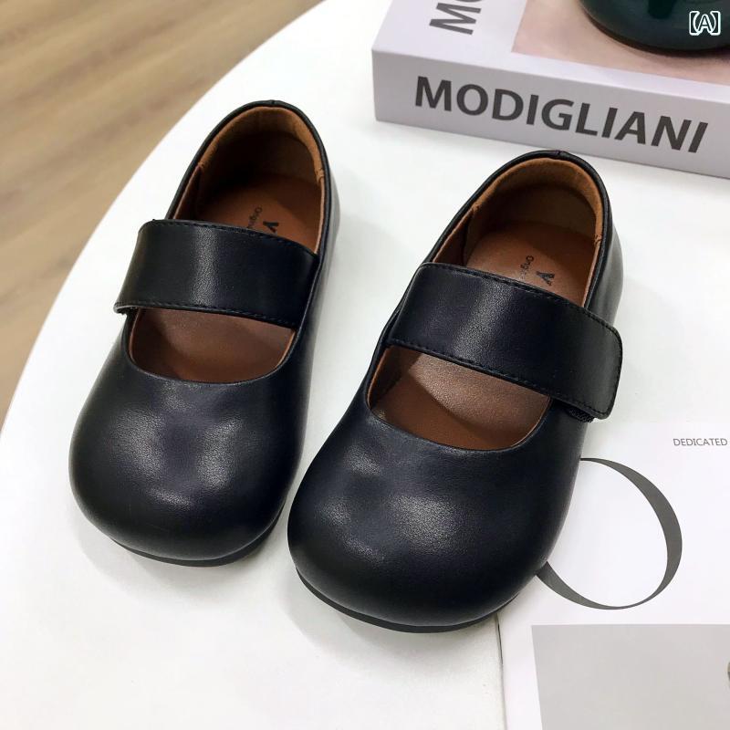 キッズ ジュニア シューズ プリンセス 女の子 ソフトレザー ラバーソール 森ガール 靴 レトロ 革靴 子供