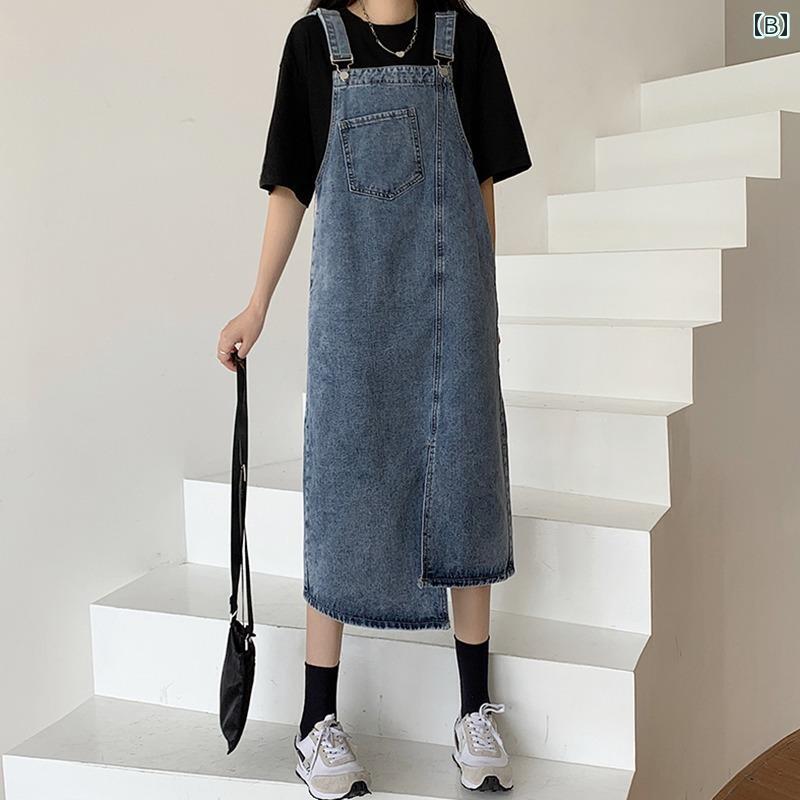 レディース デニム スカートサロペット オールインワン つぎ 細見え カジュアル かわいい おしゃれ デート 快適 お揃 リンクコーデ レジャー 旅行 普段着 仕事着