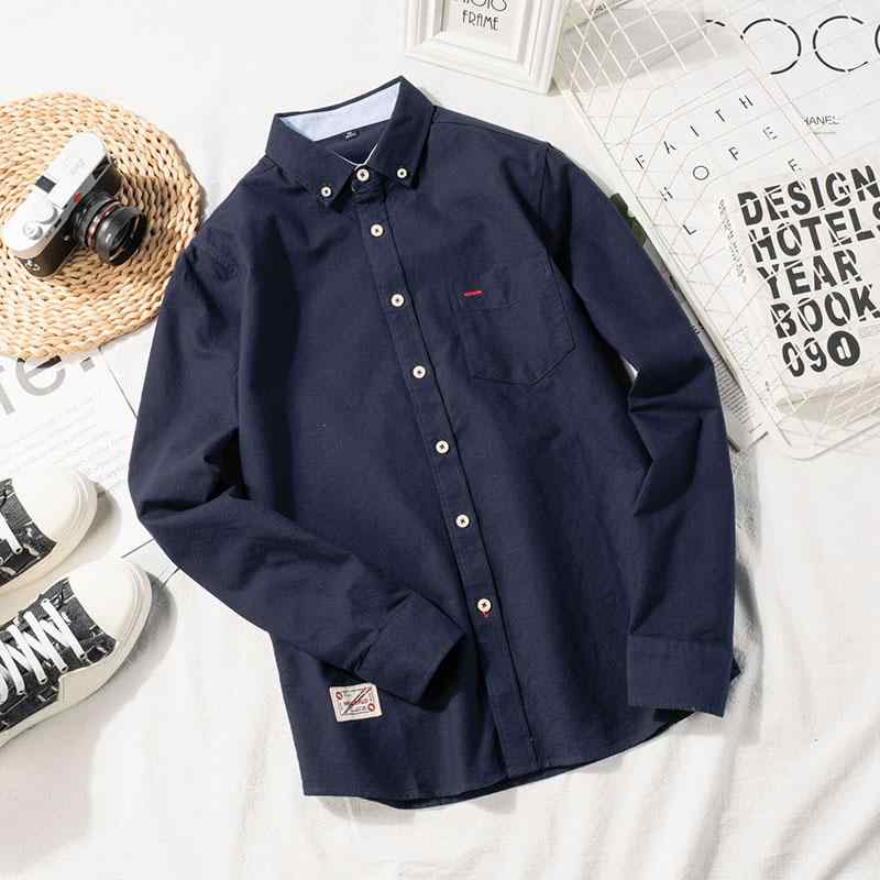 春秋 無地 綿 ビジネス カジュアル ベーシック メンズ シャツ ボタンダウンシャツ レトロ 韓国 シンプル 秋冬 長袖