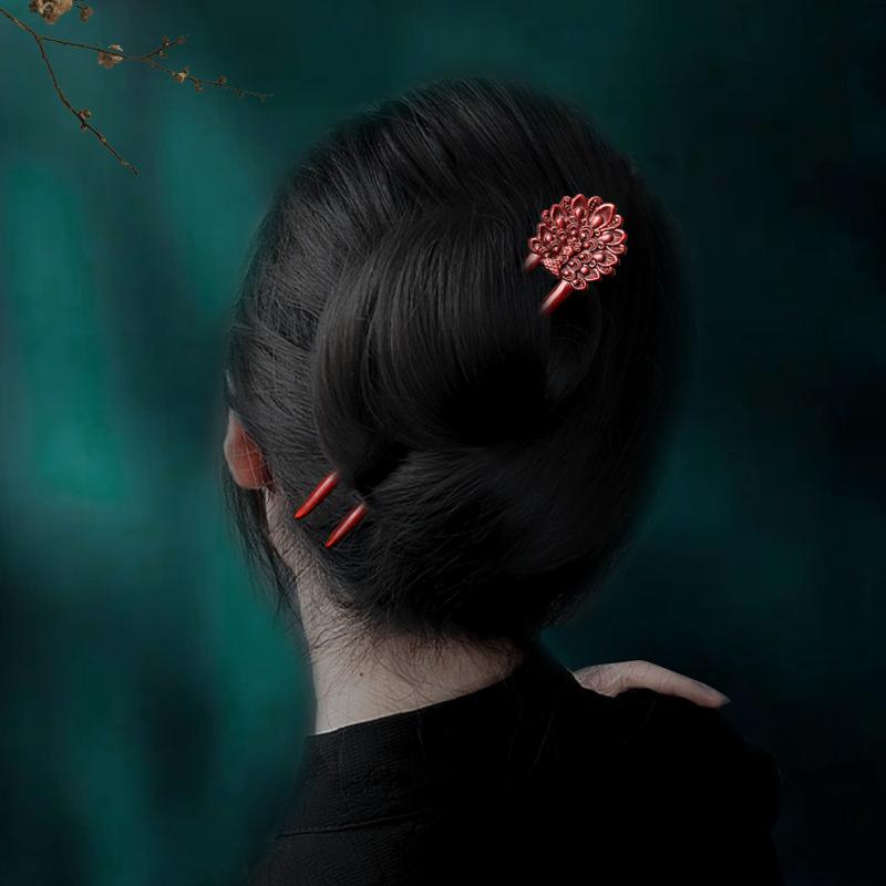 ヘアアクセサリー かんざし ヘアピン 孔雀 彫刻 紫檀 木 頭 髪飾り 髪留め 魅惑 ギフト レトロ おしゃれ レトロ レディース シンプル 大人式 母の日 ク...
