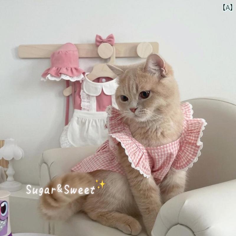 犬猫服 ペット 品 ファッション アクセサリー ピンク 韓国 春夏 プリンセス 小型 フリル キュート