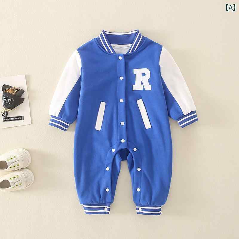 ロンパース ジャンプ スーツ ベビー服 かわいい カバーオール 秋服 長袖 新生児 男の子 生後1ヶ月 100日 春秋 綿 二層