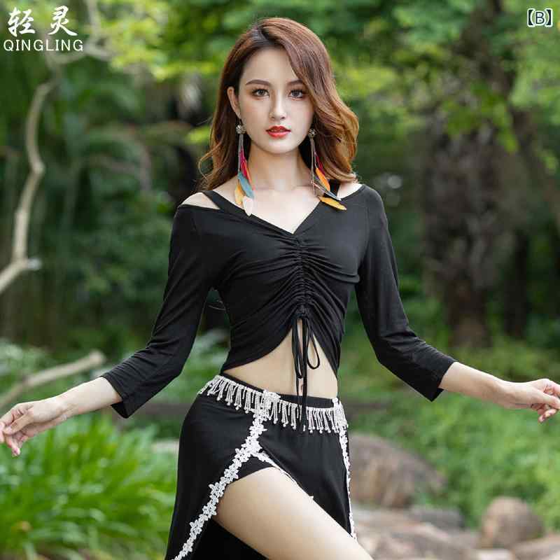 ベリーダンス 練習服 モーダル コットン トップス オリエンタル ダンス 秋冬服 レ...