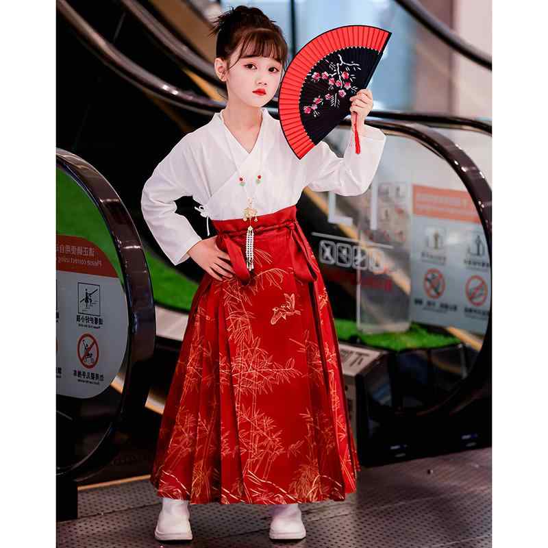 民族衣装 コスプレ 赤 韓服 スカート 女の子 子供 長袖 少女 チャイナ風 黒 キッズ ポリエステル レッド 秋 ボトムス