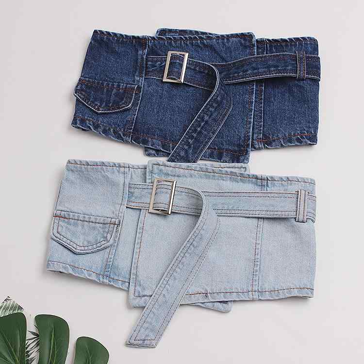 ベルト レトロ デニム ブルー レデ�