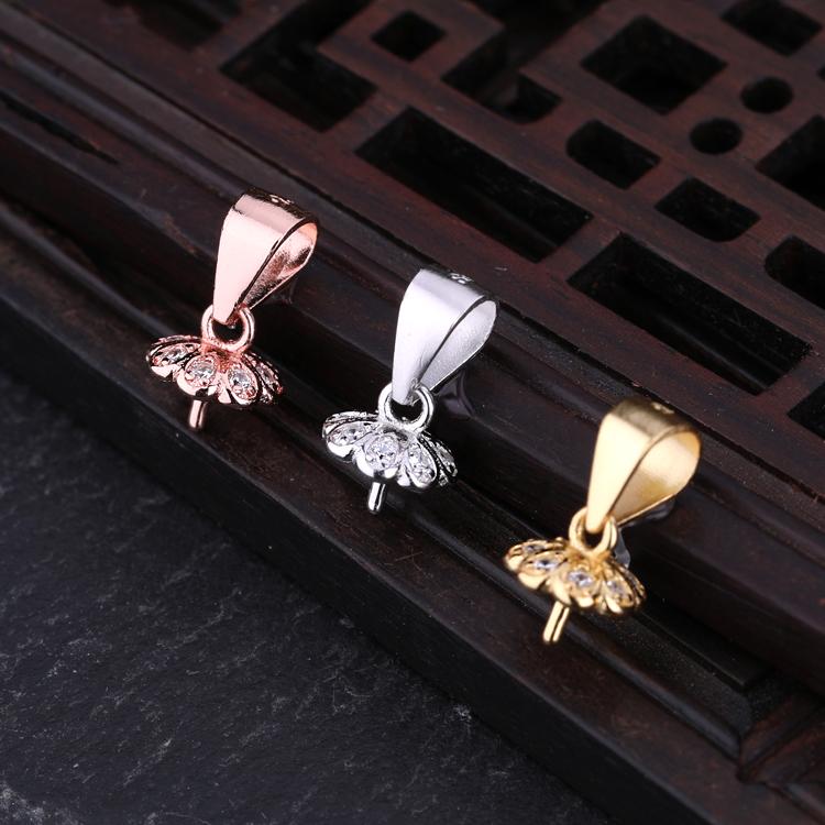 ペンダント トップ 空ホルダー シルバー925 ゴールドメッキ ペンダント バックル ビーズ ワックス アンバー ラウンド シルバーバックル サブ ネックレス ビーズ ピン