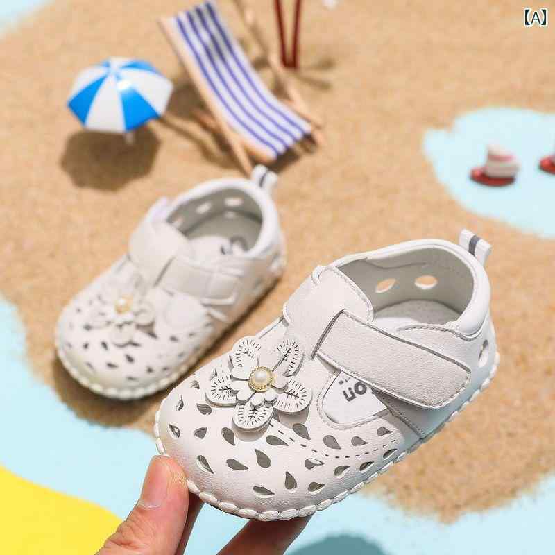 Other - サンダル ベビー キッズ シューズ レザー 夏 夏 女の子 滑りにくい 幼児 通気性 プリンセス ソフトソール フラワー 軽量 靴