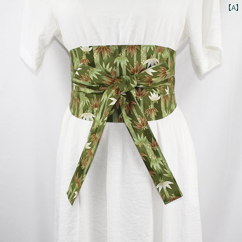 ワイドベルト 帯ベルト 和風 漢服 和柄 竹 調節可能 ウエスト バンド レトロ アクセサリー アクセント ..