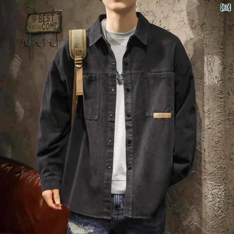 ジャケット 春秋 アメリカン ヘビーウェイト レトロ ワークジャケット 和風 カーキ 通勤 機能 男性用