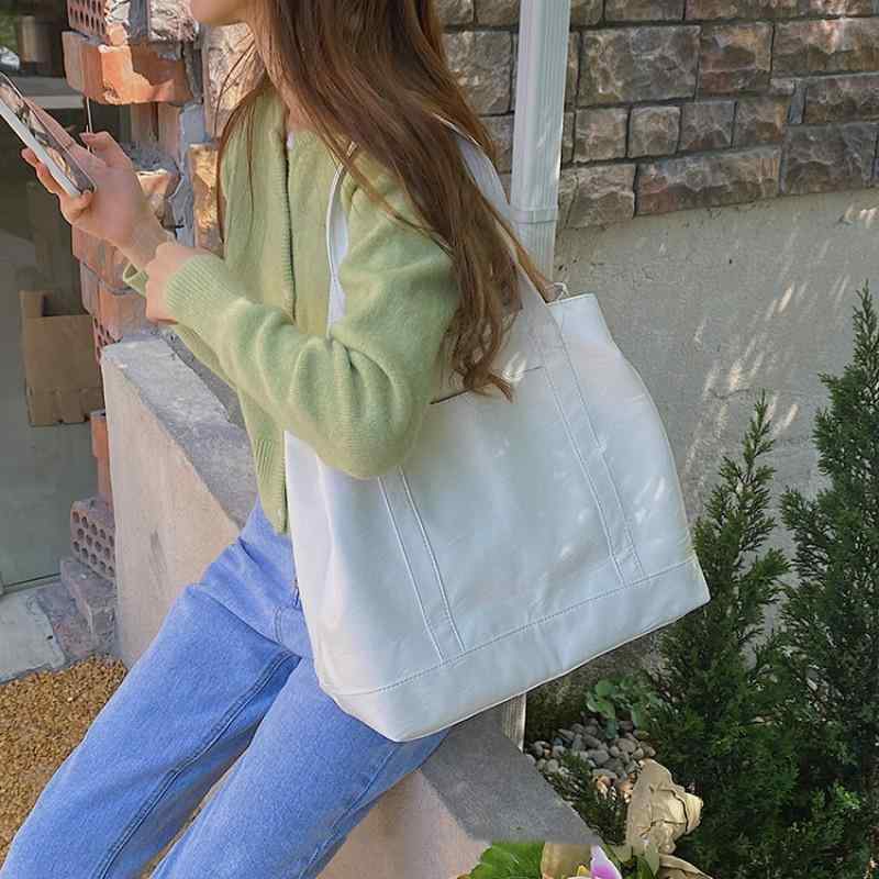 樂天商城 - レディースバッグ トートバッグ PU 韓国 大容量 シンプル 快適 仕事 通勤 レジャー シングルショルダー ポータブル ショッピング バッグ