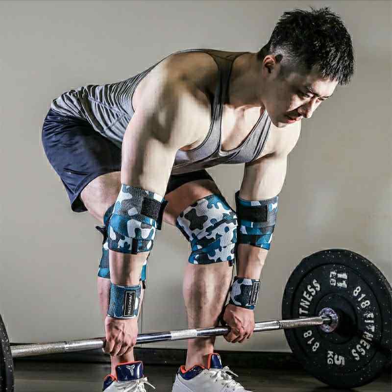 スポーツ 手首 重量挙げ スクワット ストレッチ 膝 パッド レッグラップ フィットネス 膝 パッド 包帯 ..