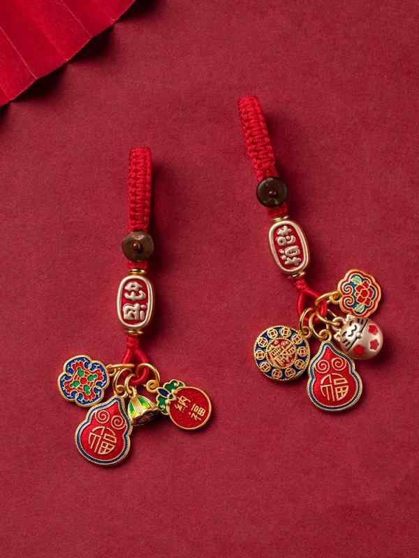 ペンダント レトロ レトロ ゴールド 携帯電話 チェーン ストラップ チャイナ風 平和 龍 年 キーホルダー ペンダント レトロ