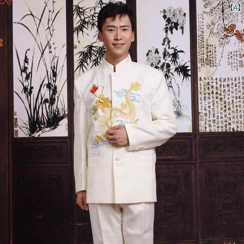 メンズ チャイナ 龍 チャイニーズ コスチューム コーラス 中華 エスニック ステージ 演劇 パフォーマンス 衣装 舞台衣装