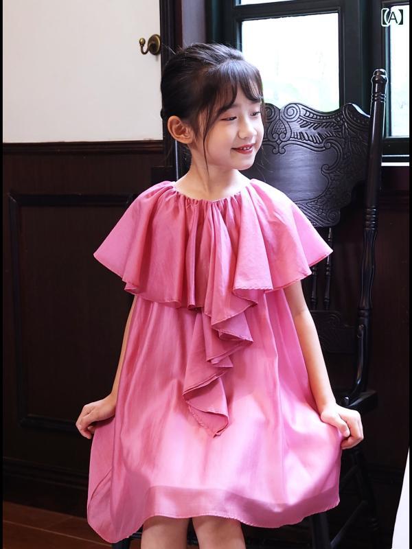 ドレス スカート ワンピース かわいい キッズ ファッション 子供服 女児 夏 フリル コットン 半袖 中 児童 美術