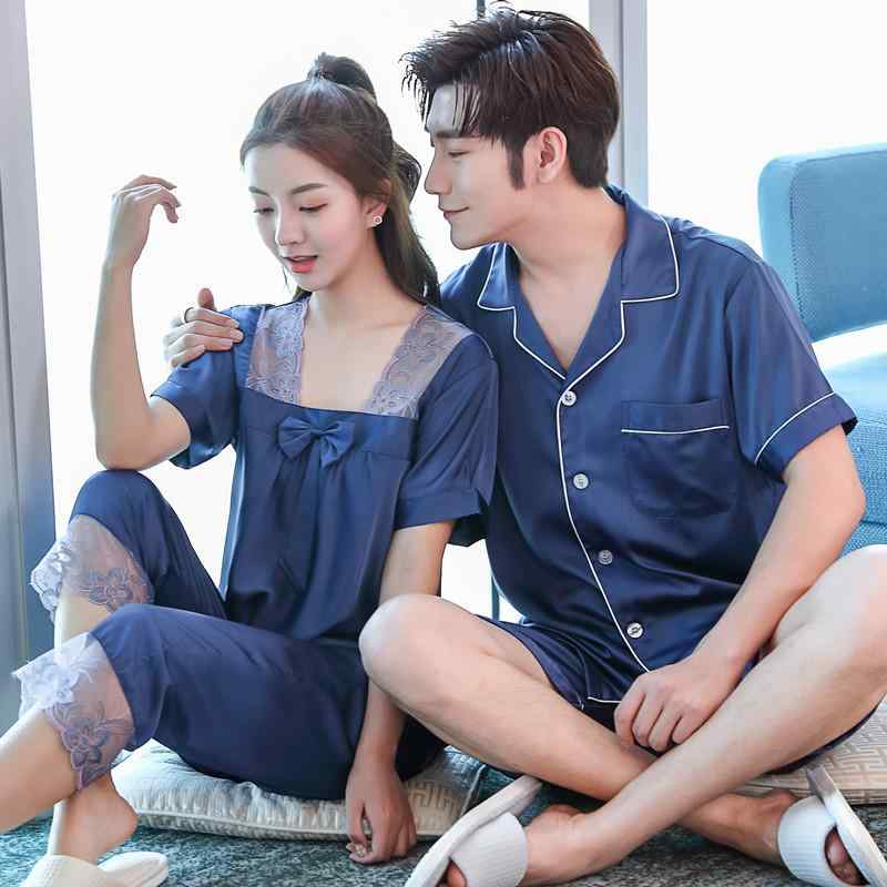 カップルパジャマ 寝間着 寝巻き パジャマ 寝間着 寝巻き 夏 ひんやり 涼しい 快適 半袖 薄手 ゆったりサイズ サイズ豊富 ナイトウェア ルームウェア