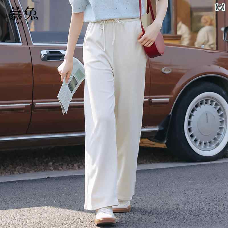 レディース カジュアル パンツ ボトムス 垂直 ストレート 女性 春 小さい ハイウエ...