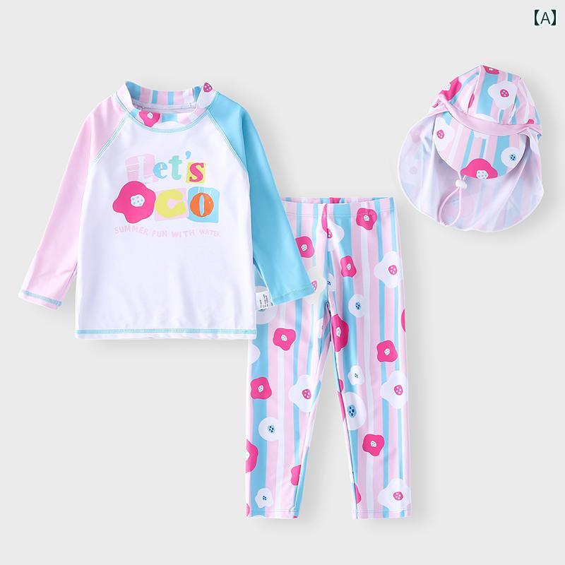 水着 子供 キッズ 女の子 プリンセス ファッション 夏 夏 リゾート プール レジャー 海水浴 ビーチ スイム ウェア 長袖 ロング パンツ セパレート セットアップ 日焼け防止