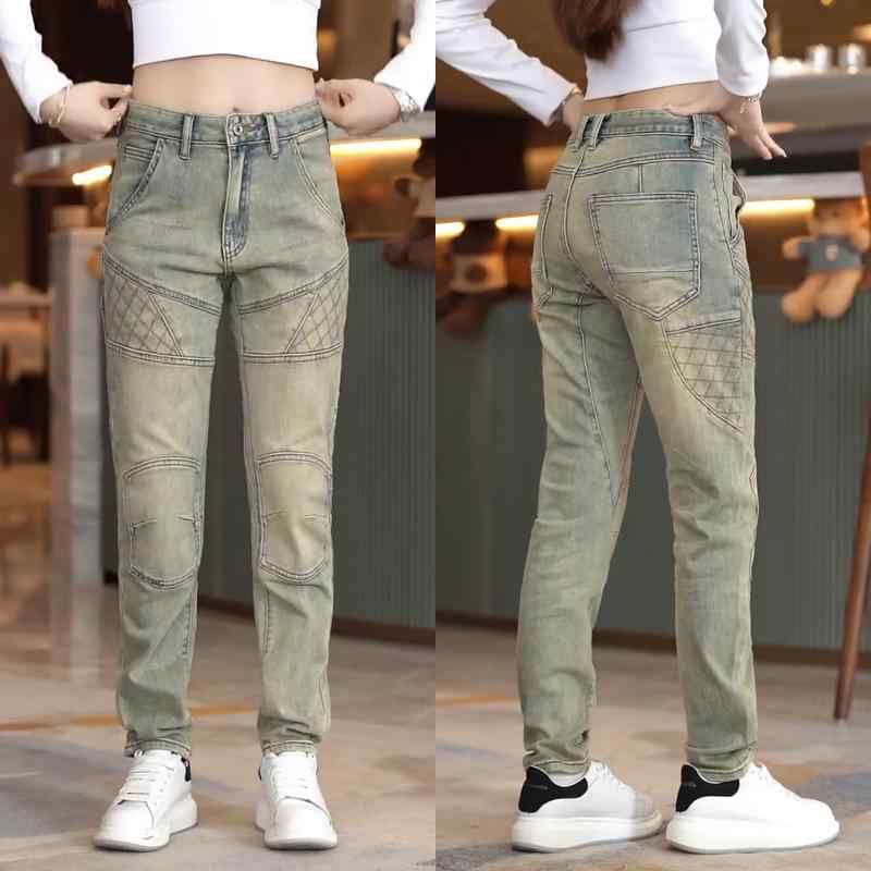 パンツ デニムパンツ ジーパン メンズ レディース アウトドア ズボン アメリカン イエロー マッド ジーンズ スプライシング 夏 洗浄 レトロ カジュアル ズボン