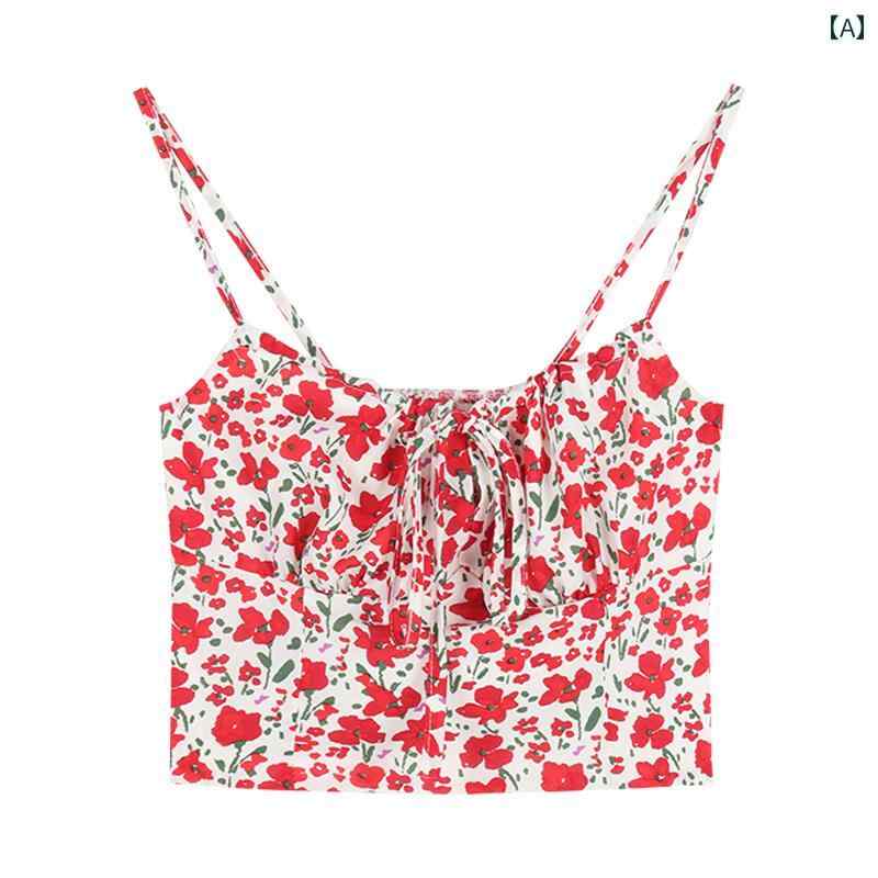 キャミソール 花柄 夏 薄手 ショート丈 スリムフィット セクシー 魅惑 ガーリー レディース