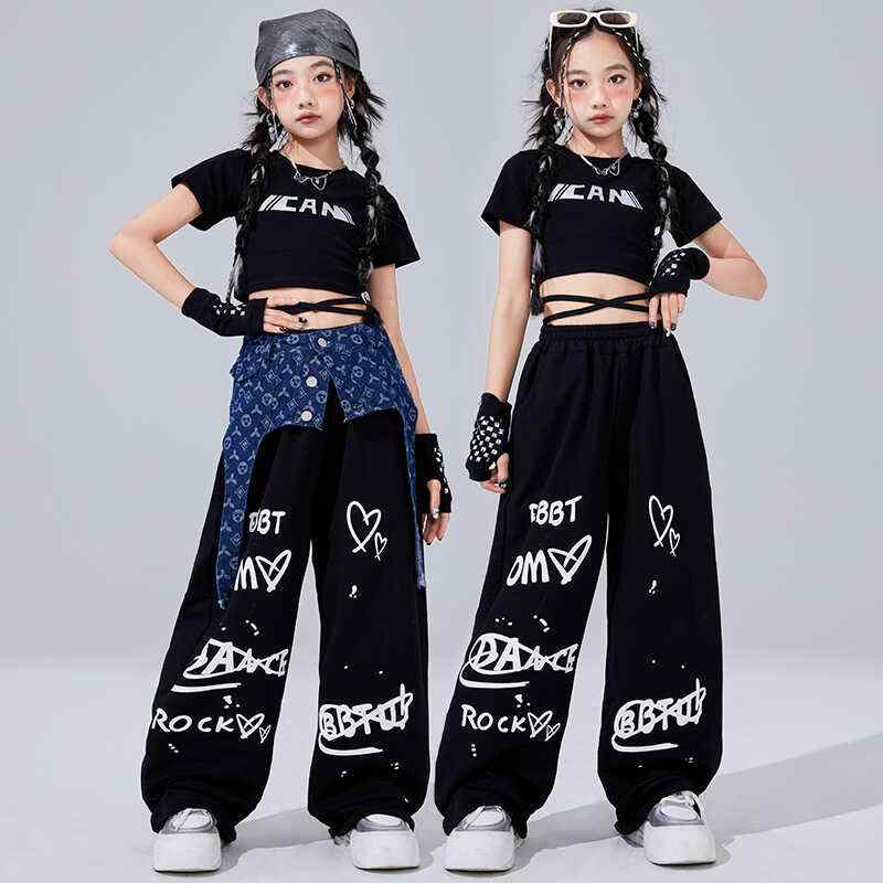 子供服 女の子 Tシャツ へそ出し パンツ コスチューム バンド ダンス ヒップホップ ストリート系 パフォーマンス 衣装 セットアップ クール かっこいい キッズ