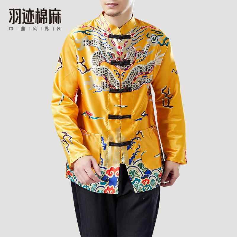 ジャケット メンズ ドラゴン柄 中華風 唐 スーツ 中国 チュニック スーツ 漢服 レトロ 衣装 レトロ ドラゴンローブ プリント 花婿 付添人 スーツ 中華風