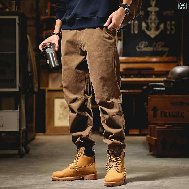 メンズ 春 カジュアル パンツ メンズ 大きめサイズ アメリカン レトロ メンズ 作業 アウトドア パンツ 春秋 レギンス パンツ ストレッチ性 ロング ファッション