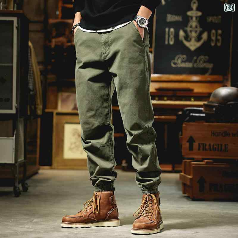 メンズ 春 カジュアル パンツ メンズ 大きめサイズ アメリカン レトロ メンズ 作業 アウトドア パンツ 春秋 レギンス パンツ ストレッチ性 ロング ファッション