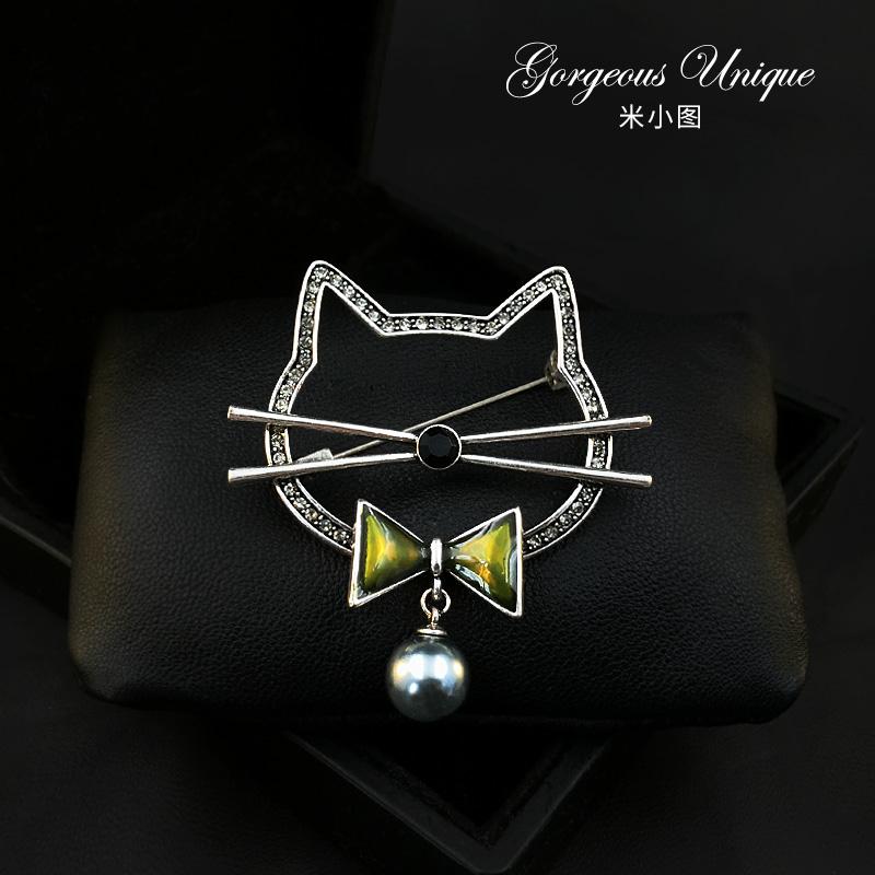 ブローチ レトロ 猫 精巧 シンプル コサージュ かわいい ピン セーター スーツ アクセサリー レディース ファッション 装飾品