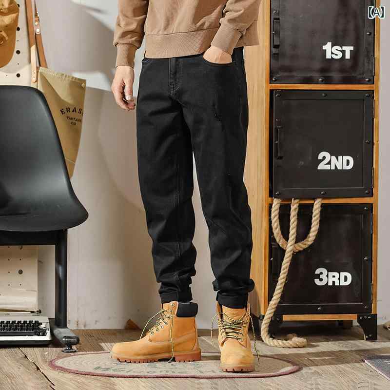 ジーンズ 冬 メンズ デニム ロングパンツ ストレート カジュアル ストリート おしゃれ 着やい 動きやい 快適 イベント レジャー アウトドア キャンプ ワーク 作業着 デイリー