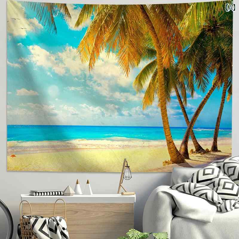 タペストリー 壁掛け ウォールデコ インテリア 背景布 写真撮影 室内装飾品 おしゃれ ビーチ 豪華感 ア..