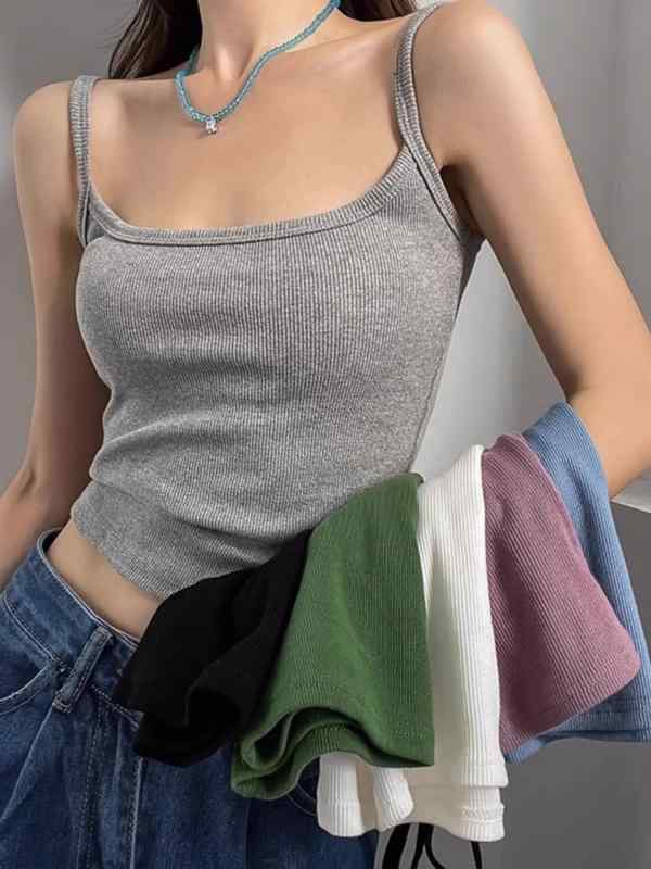 トップス レディース スリム スタイリッシュ おしゃれ レトロ 弾性 スリング サイド 胸 カバー 基本的 インナー アウターウェア ガール ベスト フェミニン