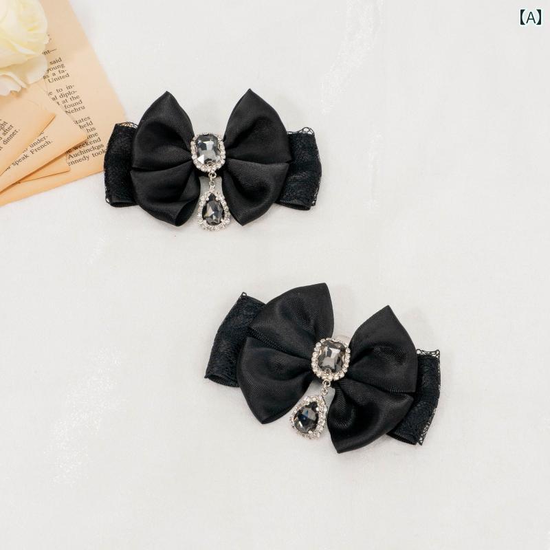 ローファー 地雷系 黒 ピンク ラインストーン レース 靴 クリップ 靴下 バックル シューズ 制服 ソック..