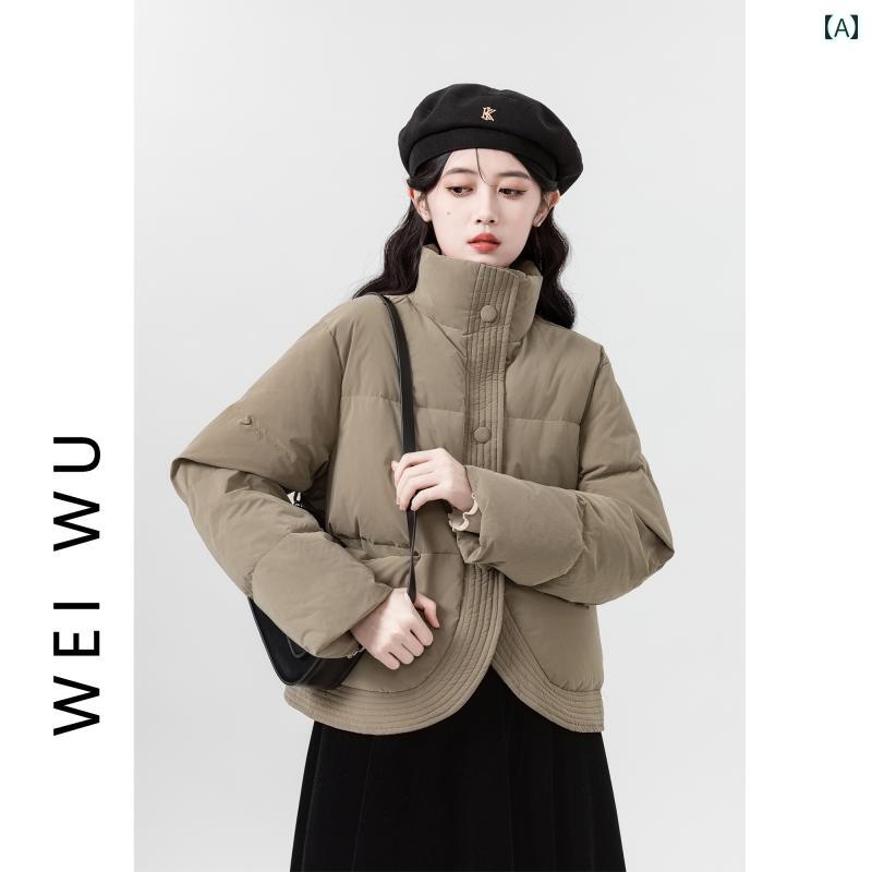 Down Coat - レディース 秋冬 長袖ダウンジャケット アウター 韓国 かわいい カレッジ ガーリー おしゃれ アップ 暖かい 防寒 デート イベント レジャー アウトドア 女子会 普段 通学 通勤