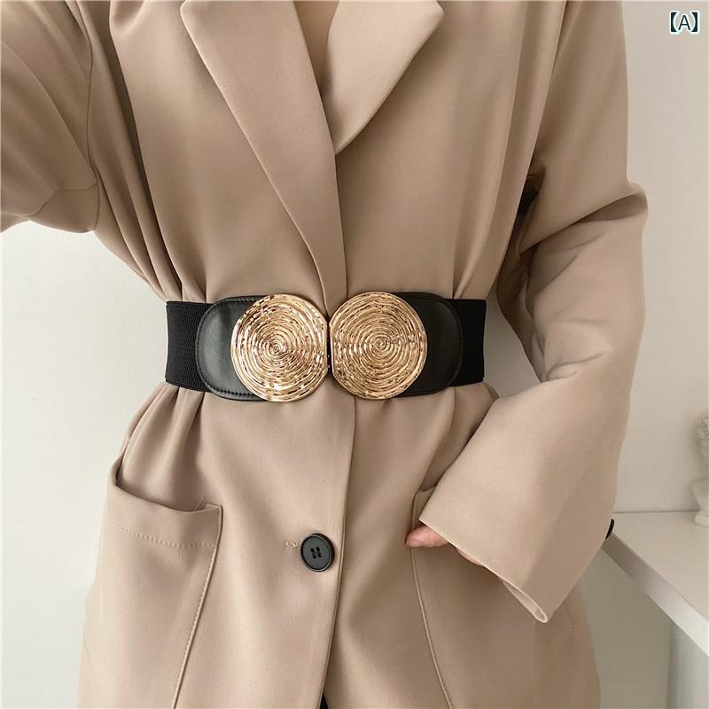 レディース ベルト ワイド アメリカ 弾性 女性 上着 ドレス スーツ コート ウエスト バンド 黒 コルセット用