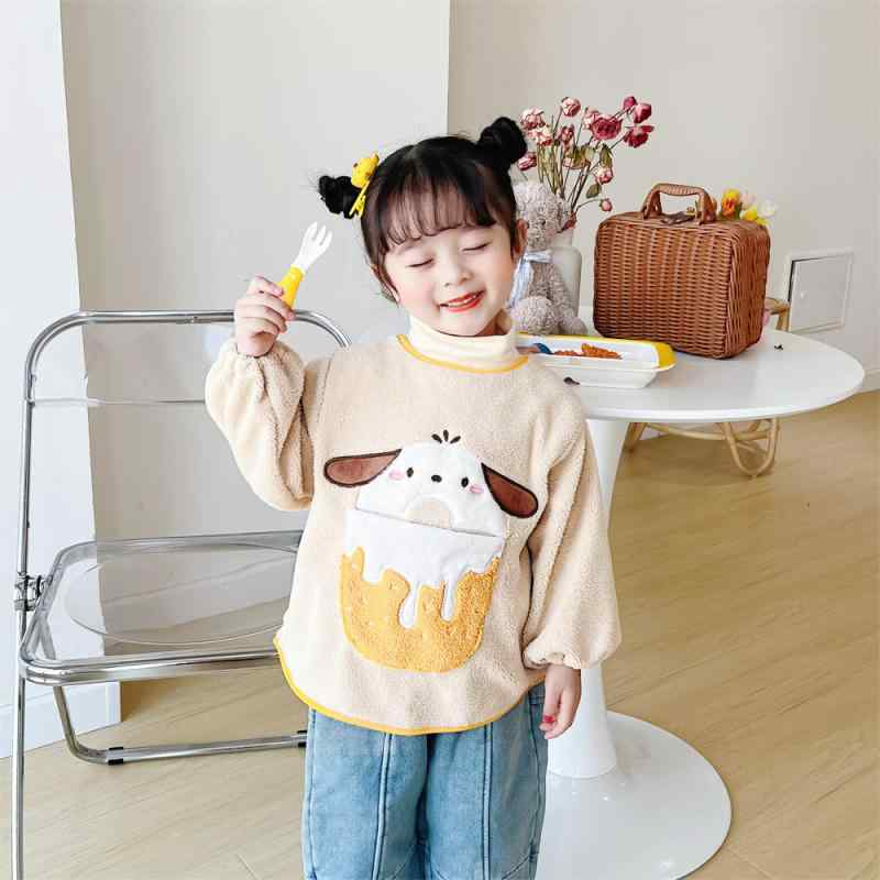 ベビー スモック 前掛け 長袖 エン かわいい 幼児 保育園 子供 キッズ 赤ちゃん品 食事 秋冬 厚手 暖かい
